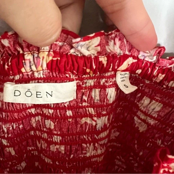 DOEN Bijou Oak Bluffs Red Floral Print Midi Dress Women's Size Small - Picture 8 of 10